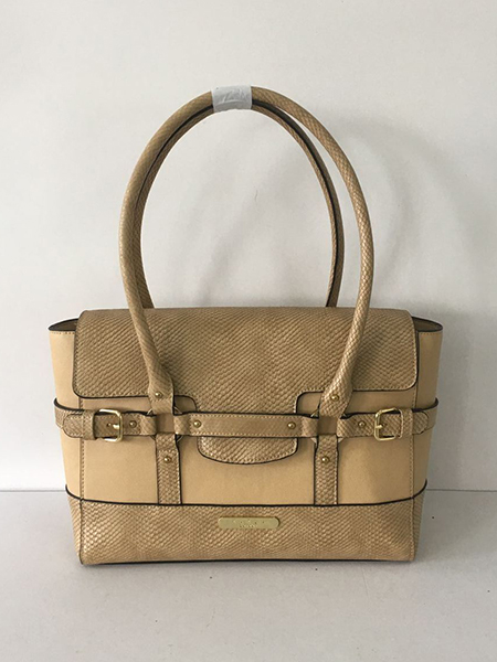 Beige Snake Trim Tote
