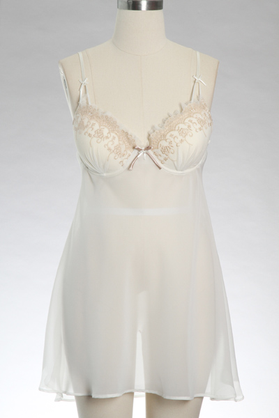 Chiffon underwire emb'd cup Chemise