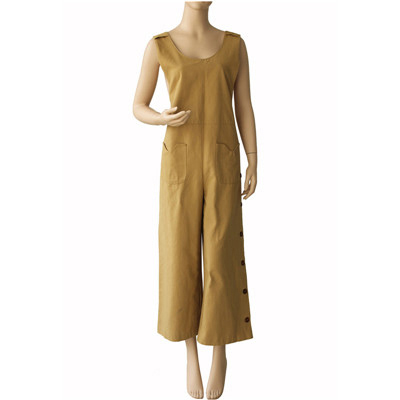 Ladies Woven Side Buttons Jumpsuit