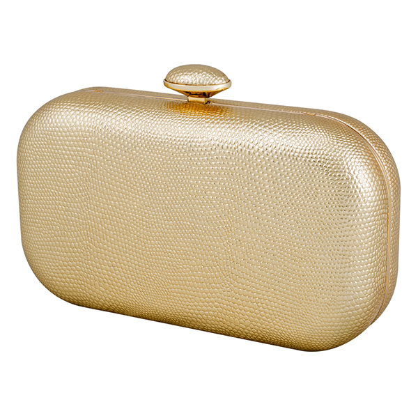 Gold Snake Skin Embossed Synthetic Leather Clutch Bag