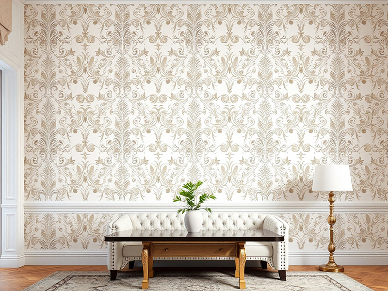 Luxurious Gold Floral Wallpaper
