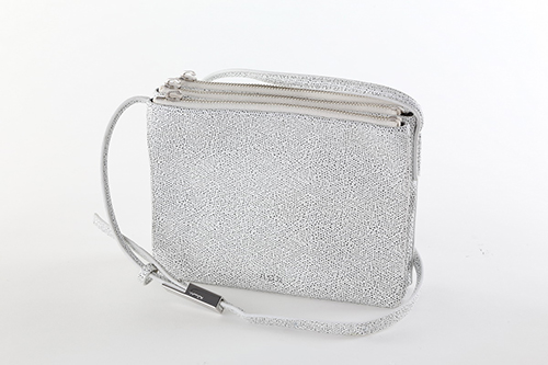 Silver Leather Ladies' Zippered Top Closure Small Shoulder Bag