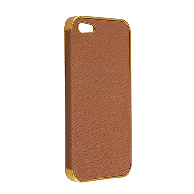 PU Leather Metal Hard Cell Phone Case for IPhone 5 5S
