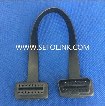 Flat OBDII OBD2 16Pin ELM327 Male To Female Elbow Extension OBD 2 Auto Car Diagnostic Cable Connecto