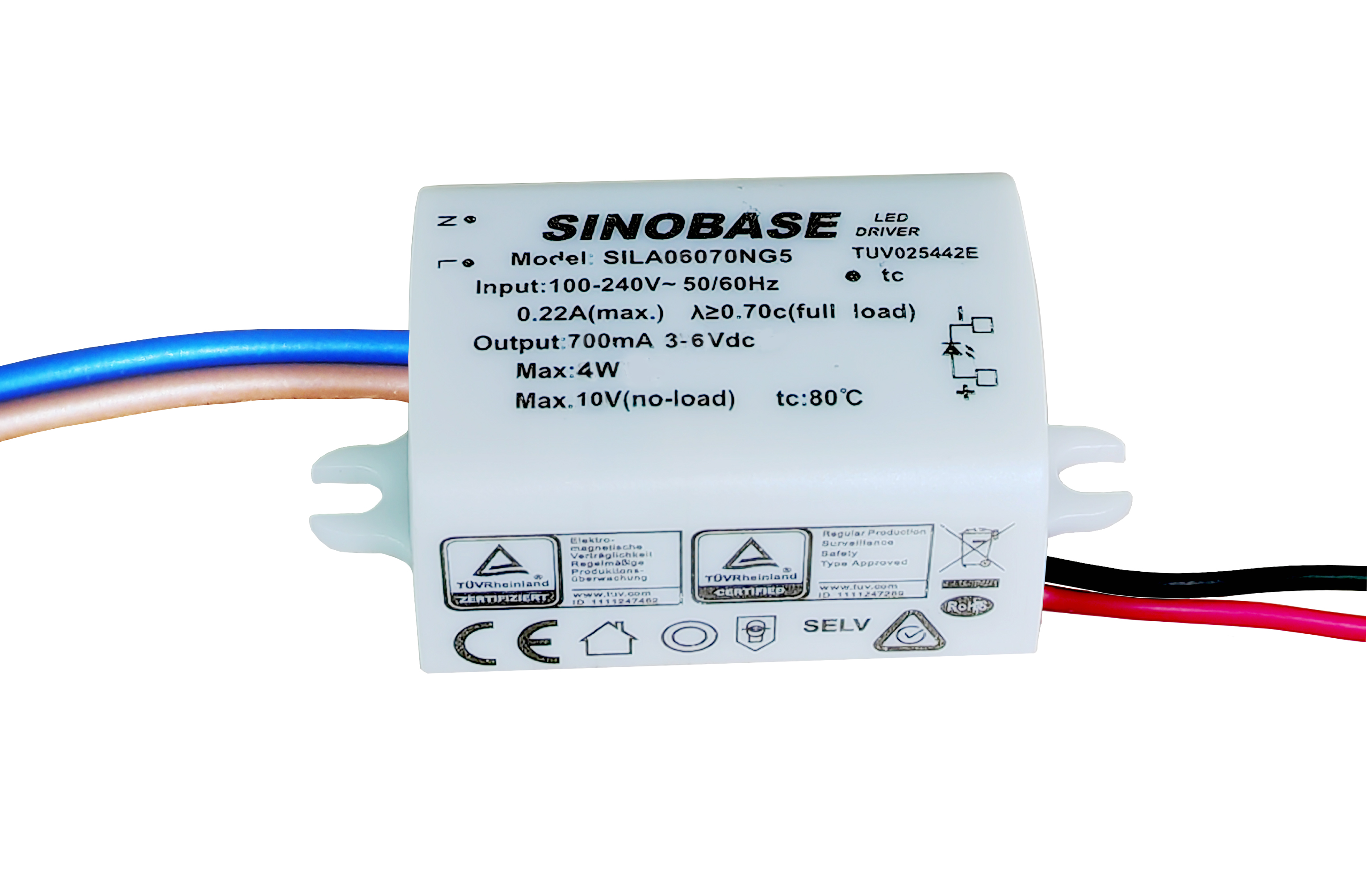 2-4W, 100-240Vac, constant current LED Driver in small case for LED luminaires