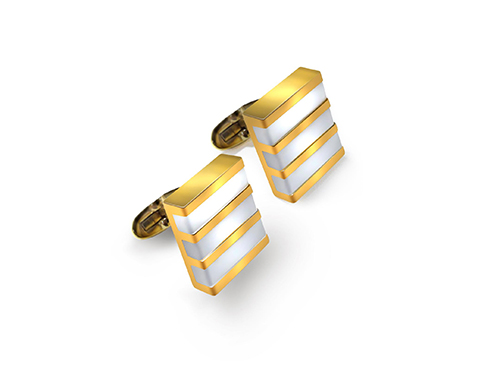 Stainless Steel Cufflink with Semi - Precious Stone Decoration