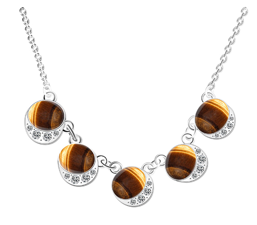 Charm Ladies Necklace with Tiger Eye Gemstone
