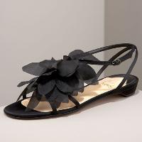 Petal Crepe Satin Sandal Black