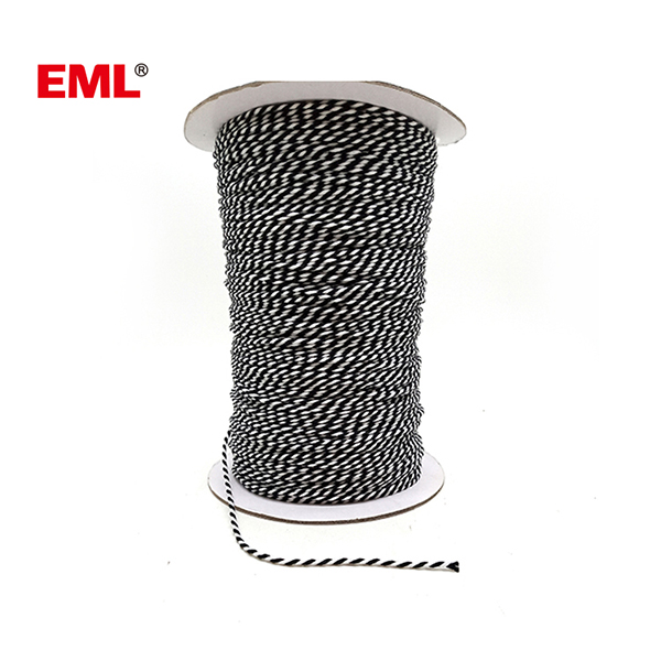 2mm White/Black Twisted Cotton String