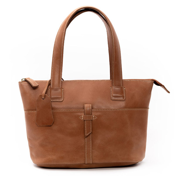 Leather Handbag with Zipper Closure