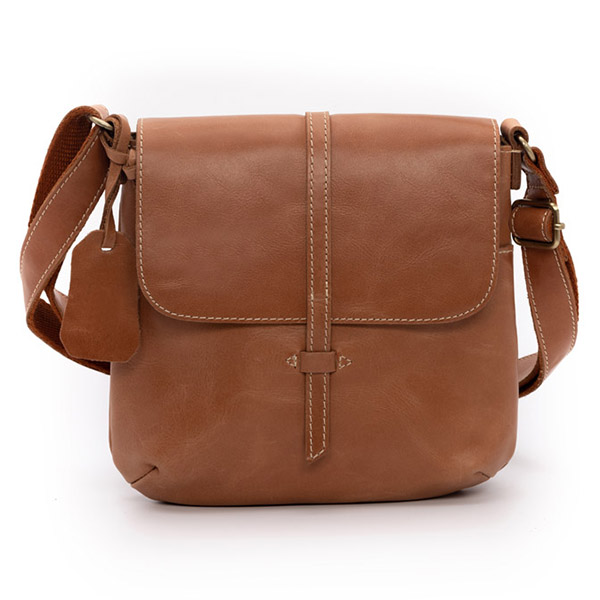 Leather Handbag with Flap Closure