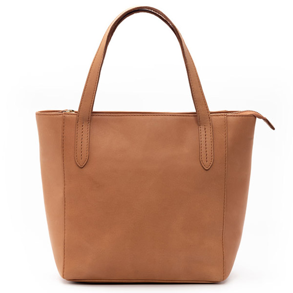 Leather Tote Bag with Zipper Closure