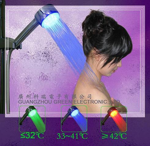 Temperature Controlled Led Shower Head With 3 Changing Colors And Ce+rohs Certificated