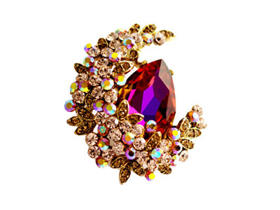 Large Swarovski Crystal Moon Brooches Jewelry