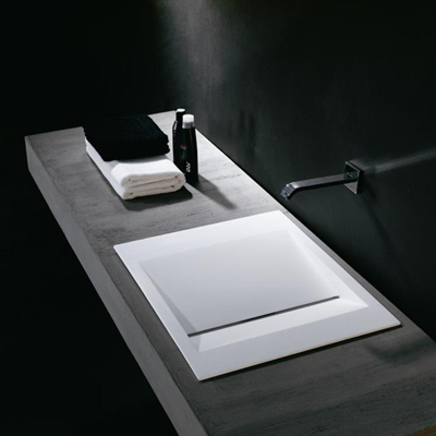 Semi-recessed corian basin