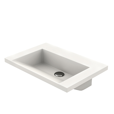 Semi-recessed solid surface basin