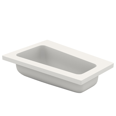 Semi-recessed corian basin