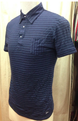 Men's Linen Cotton Stripe Shirt Collar T-shirt