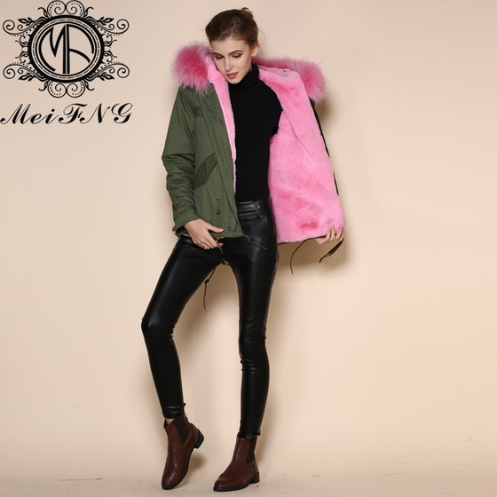 Sell European style coats ladies fur hooded coat thick raccoon fur coat