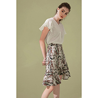 Rosie Ruffle Sleeve Top - White / Bernice Peplum Split Skirt