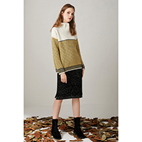 Yellow White Oversize Sweater / Starry Black Knit Skirt