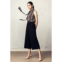 Campbell Ethnic Printed Top / Blanche Wide-leg Pants - Black