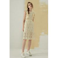 Charlottle Ruffle Sleeveless Lace Dress