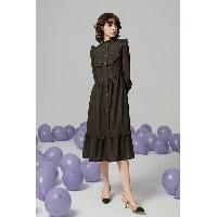 Ecila Stripe Ruffle Collar Dress