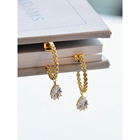 Cubic Zircronia Décor Hoop Earrings Gold