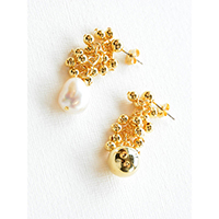 Gold and Pearl Asymmetric Earrings