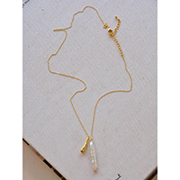 Gold and Pearl Double Pendant Necklace