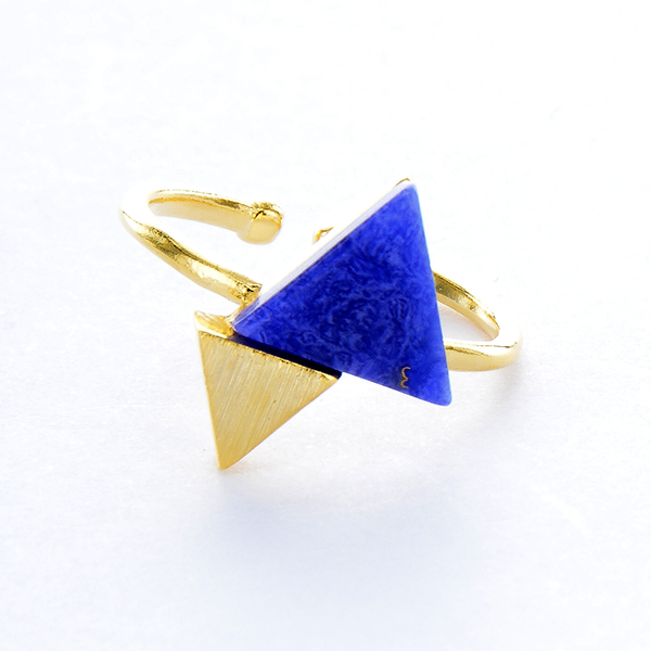 Lapis Triangle Twins Ring