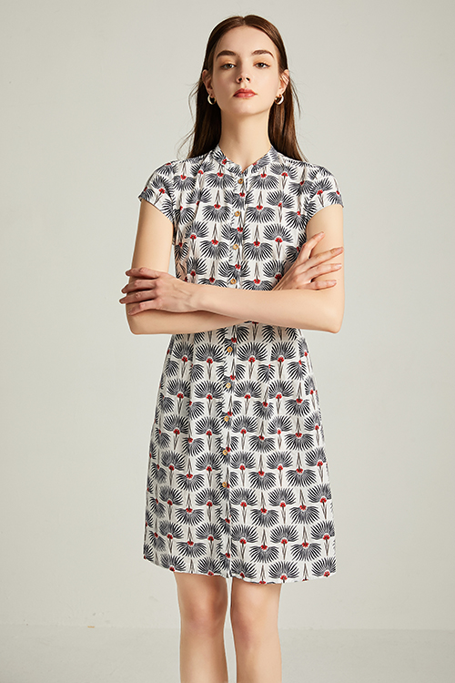 Prunella High Neck Pleated Dress