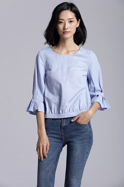 Sine Pleated Sleeve Top