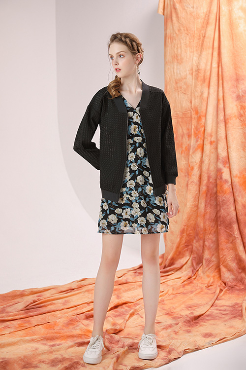 Jeane Black Checked Jacket / Carissa Flare Layer Dress