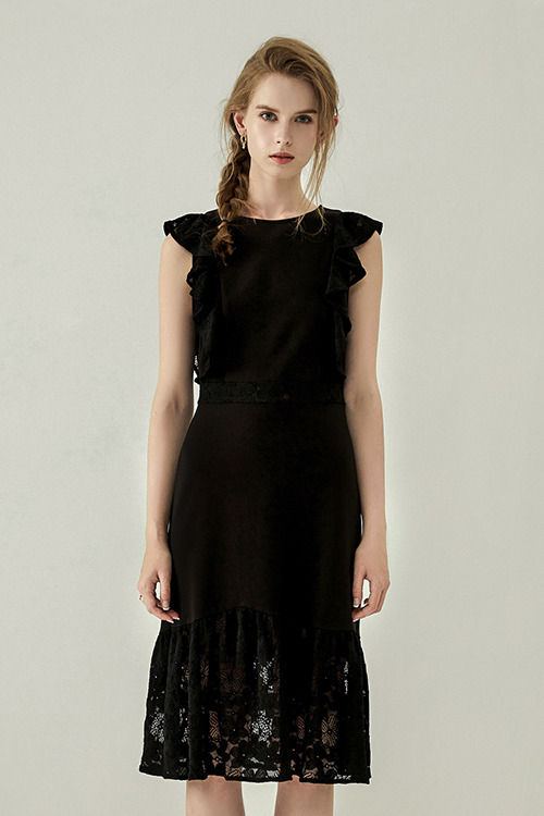 Charlotte Ruffle Sleeveless Patchwork Dress