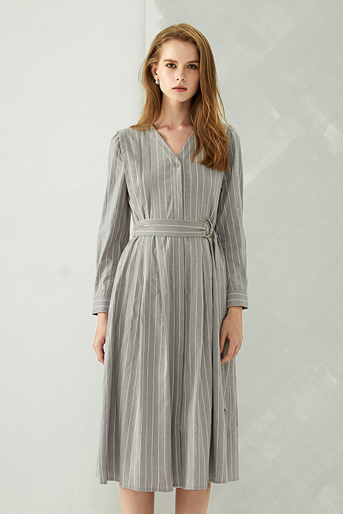 Aterb Linen Belt-on Midi Dress