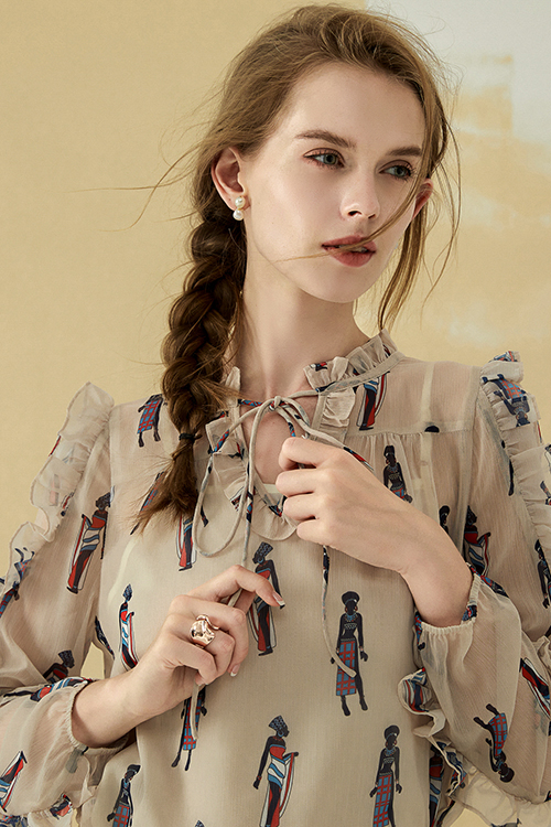 Yaf Ruffle Sleeve Top