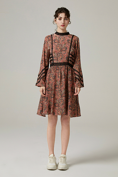 Tiela Big Sleeves Trimmed Dress