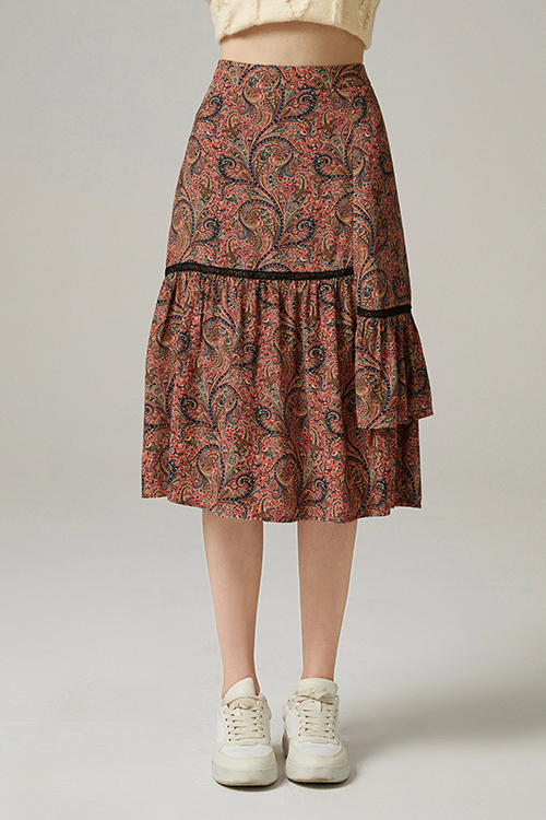 Tiela Asymmetric Ruffle Hem Skirt