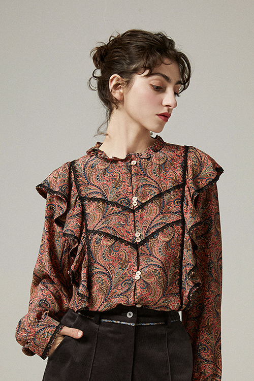 Tiela Ruffle Sleeve Trimmed Top