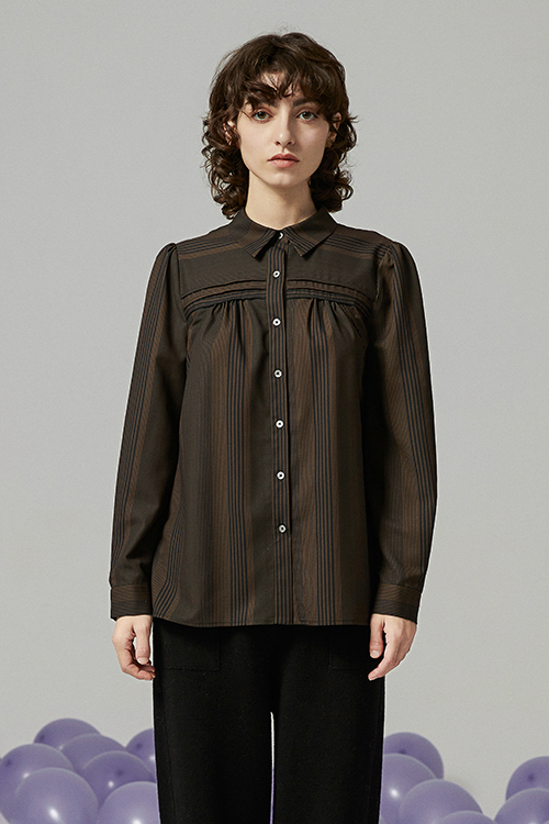 Ecila Stripe Pleated Shirt