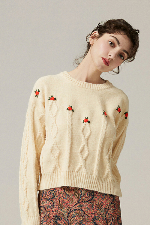 Nodlig Floral Decored Sweater