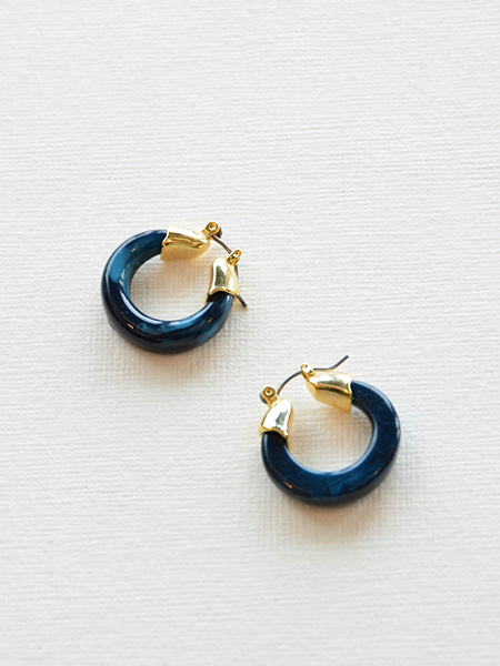 Green Marble Hoop Earrings