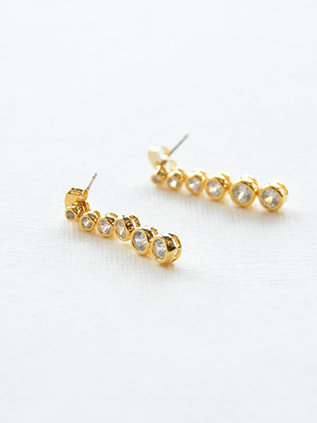 Small to Large Cubic Zircronia Drop Earrings Gold