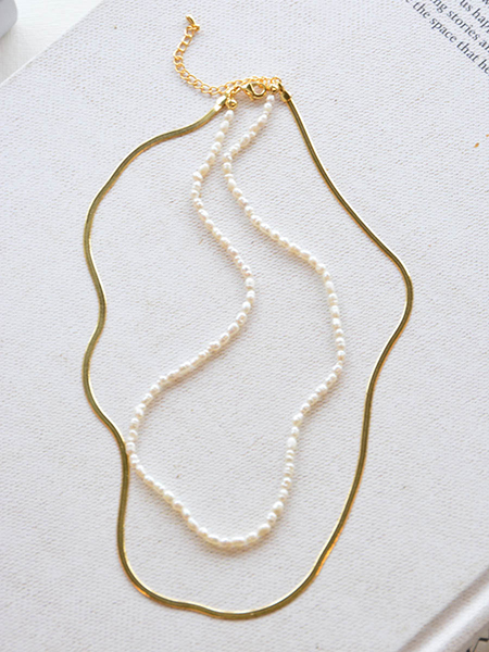 FWB and Gold Double Chain Necklace