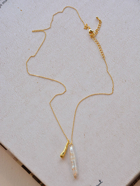 Gold and Pearl Double Pendant Necklace