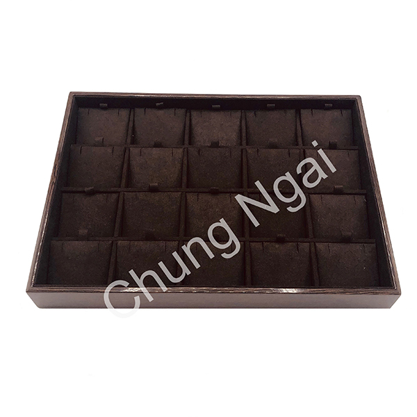 Wooden & Brown Velvet Multi-earring Display Tray