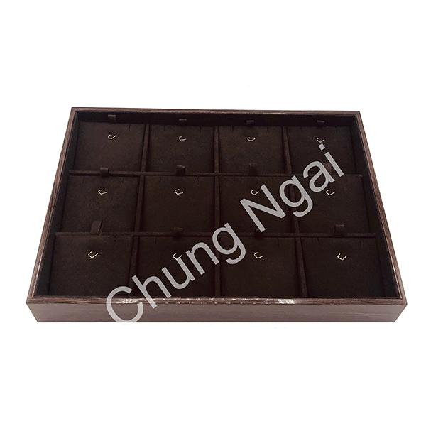 Wooden & Brown Velvet Multi-pendant Display Tray