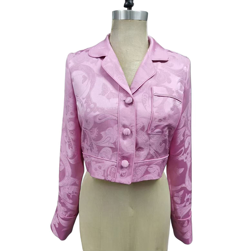 MULBERRY SILK JACQUARD WOMEN'S PJ TOP WOVEN